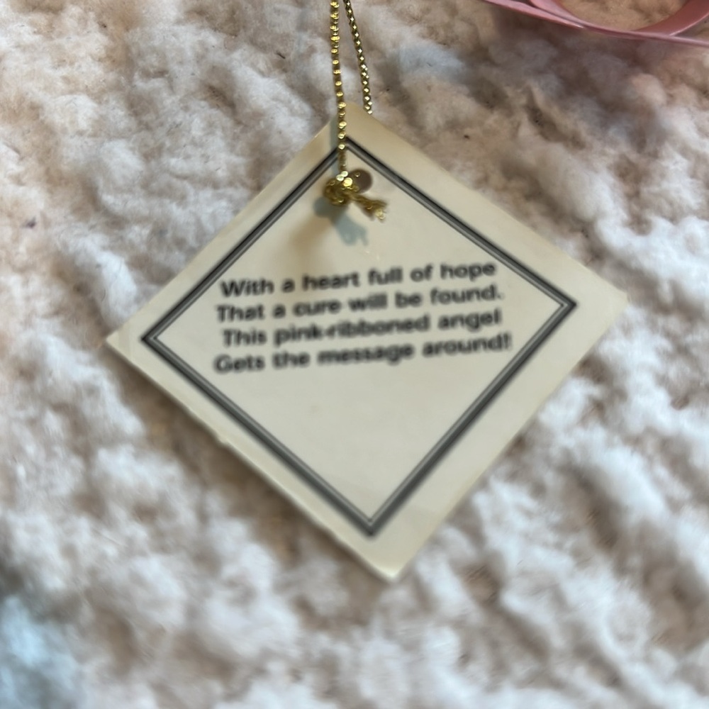 Karen Rossi Silvestri Fanciful Flights Angel Ornament; Breast Cancer Angel - Picture 8 of 8